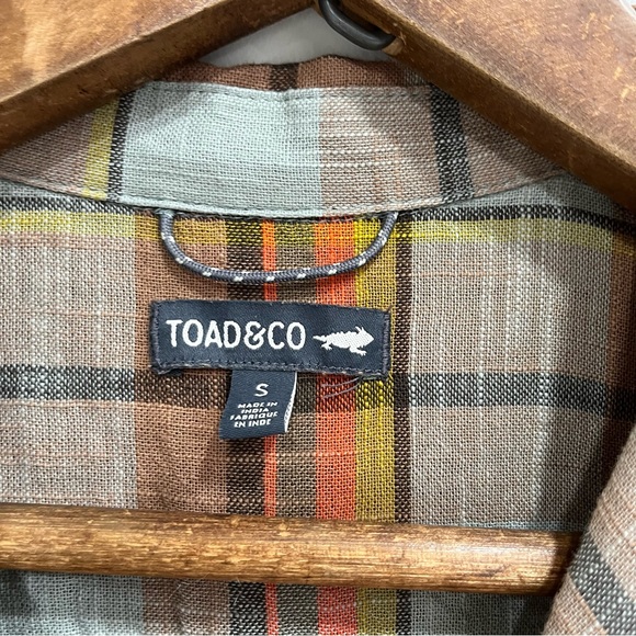 Toad & Co CAMP COVE ROMPER in plaid pale slate color organic cotton small - Picture 10 of 11